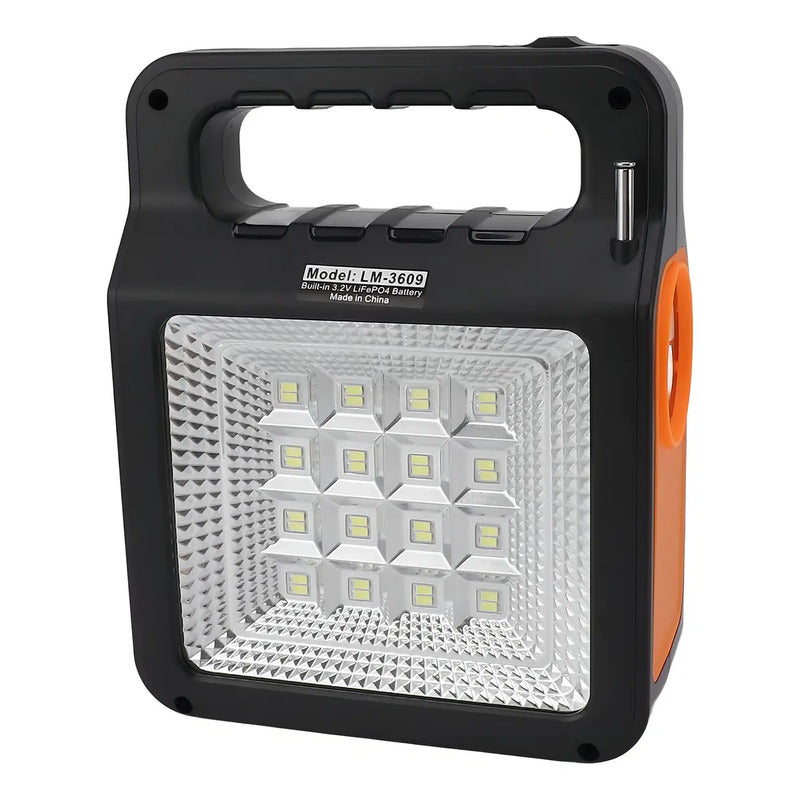 Radio Linterna Luz Solar A Bateria Con 3 Luces Usb Mp3 Color De La Linterna Negro Color De La Luz Blanco