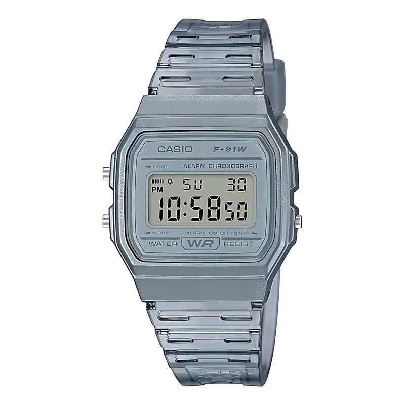 Reloj Pulsera Casio Collection F-91ws-7 Transparente Plateado Gris