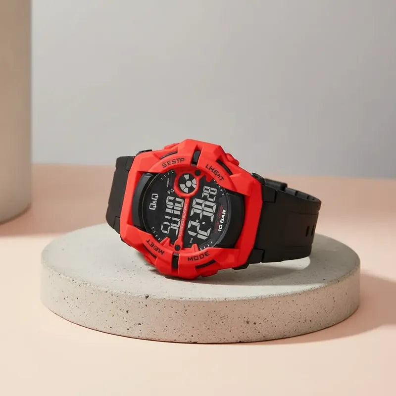Reloj Q&q Hombre Deportivo Digital G34a-002vy Rojo Negro