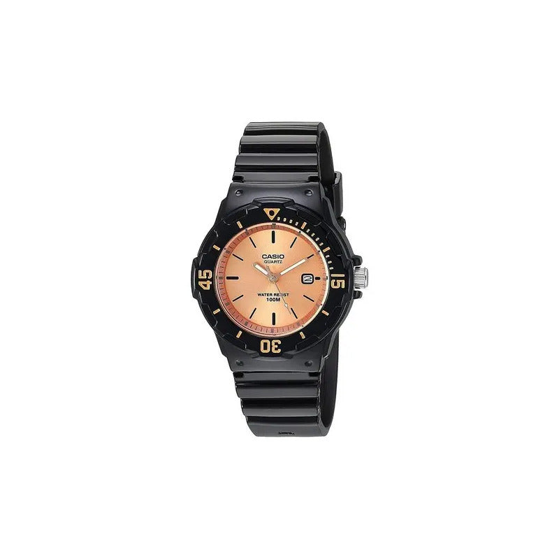 Reloj Mujer Casio Lrw-200h-9e2v Análogo Retro Negro Rose Gold