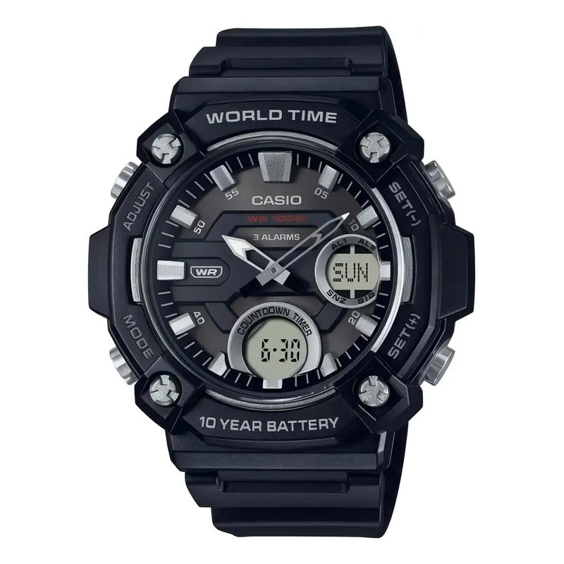 Reloj Casio Anadigi Aeq-120w-1avdf Negro Para Hombre