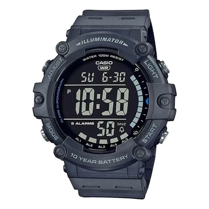 Reloj Casio Ae-1500wh-8bvdf Con Iluminación Digital Para Hombre, Correa Negra, Bisel Negro, Fondo Negro