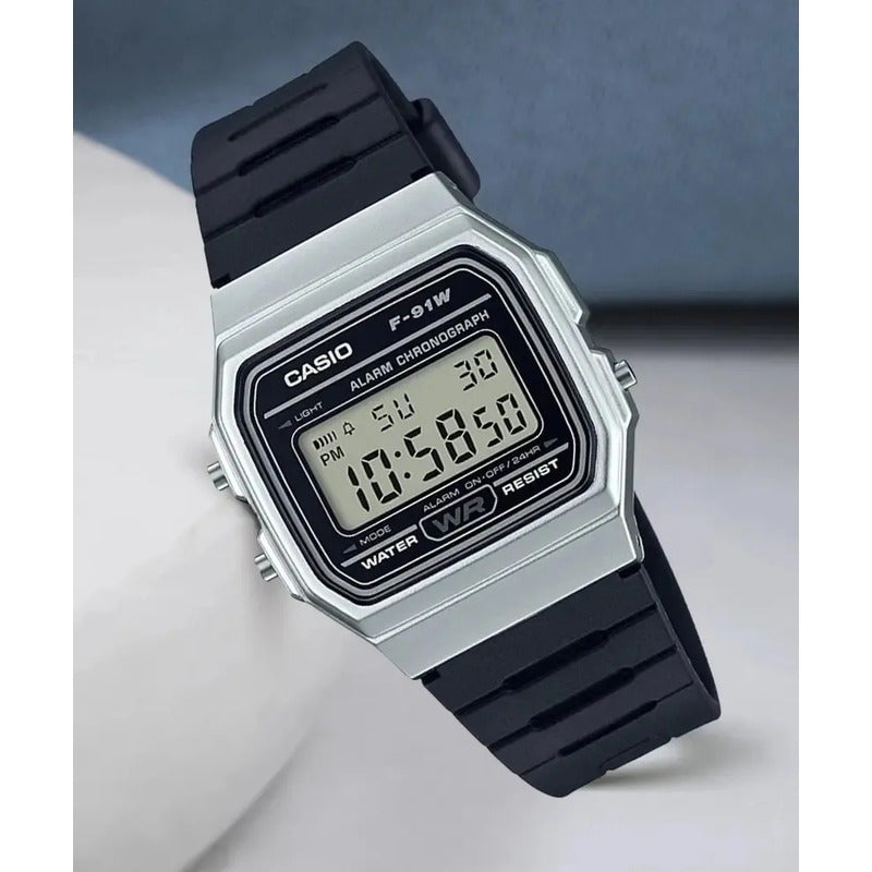 Reloj Casio Vintage F91wm-7adf Negro Gris Plateado