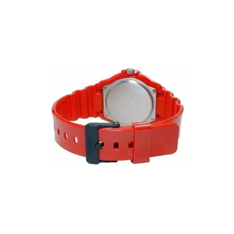 Reloj Hombre Casio Mrw-200hc-4b Análogo Retro / Correa Rojo Bisel Negro Fondo Negro