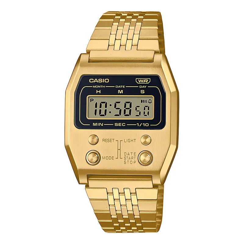 Reloj Casio A1100g-5df Digital Dorado De Acero Inoxidable Con Movimiento Cuarzo