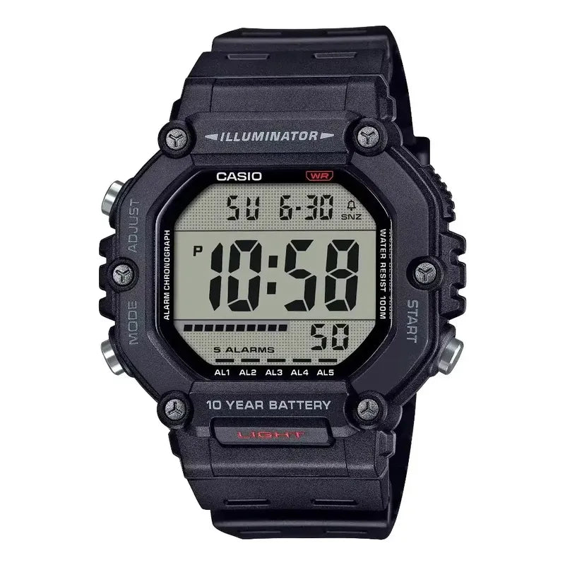 Reloj Casio Digital Illuminator Para Hombre Con Correa Negra Y Bisel Negro Azul Acero