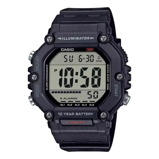 Reloj Casio Digital Illuminator Para Hombre Con Correa Negra Y Bisel Negro Azul Acero