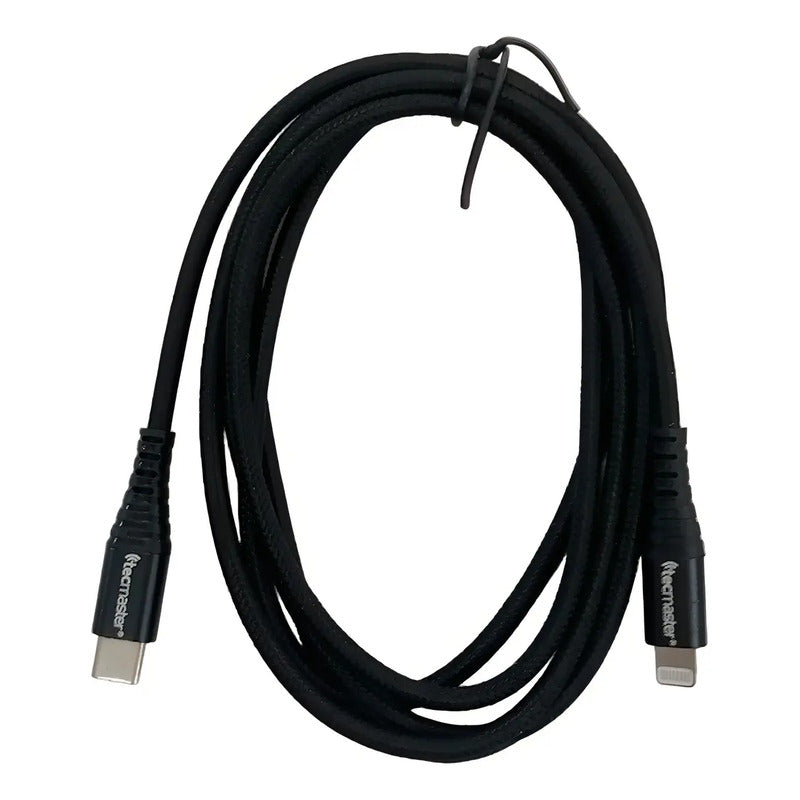 Cable Usb Tipo C A Lightning 1.5m Negro Reforzado Tecmaster