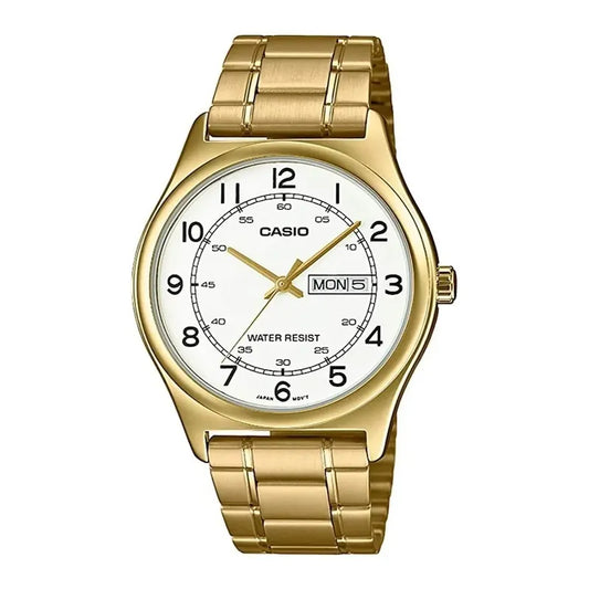 Reloj Casio Hombre Mtp-v006g-7budf Dorado Blanco