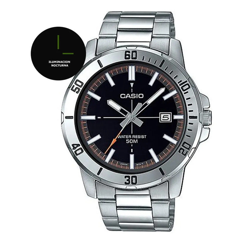 Reloj De Pulsera Casio Dress Mtp-vd01d-1e2 Original Plateado Negro