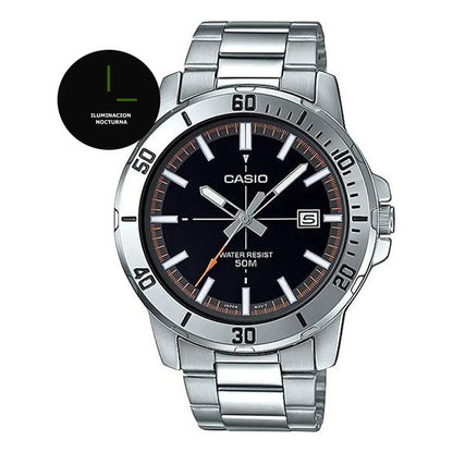 Reloj De Pulsera Casio Dress Mtp-vd01d-1e2 Original Plateado Negro