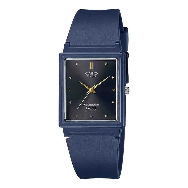 Reloj Casio Analógico Cuarzo Con Correa De Resina Azul Y Fondo Negro
