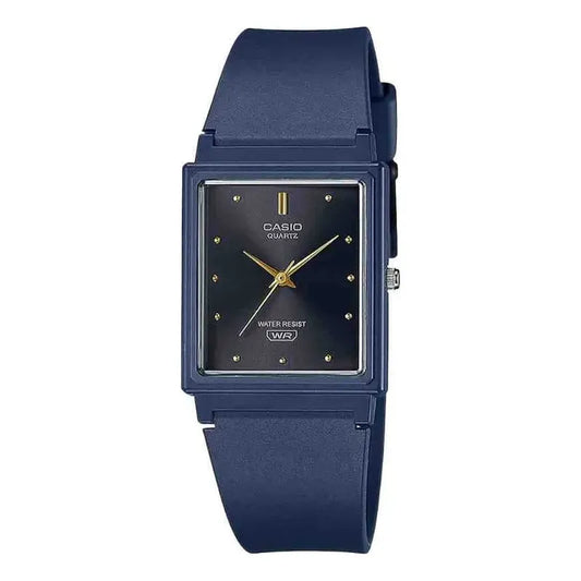 Reloj Casio Analógico Cuarzo Con Correa De Resina Azul Y Fondo Negro
