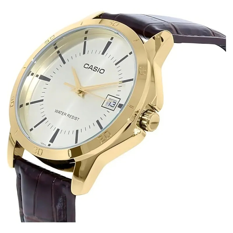 Reloj Casio Ltp-v004gl-9a Mujer Correa Marrón Dorado Dorado Ltp-v004gl-9a