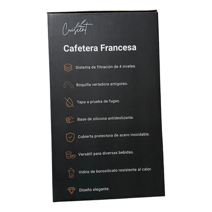 Cafetera Francesa Manual Cuiscent Plateado Con Negro