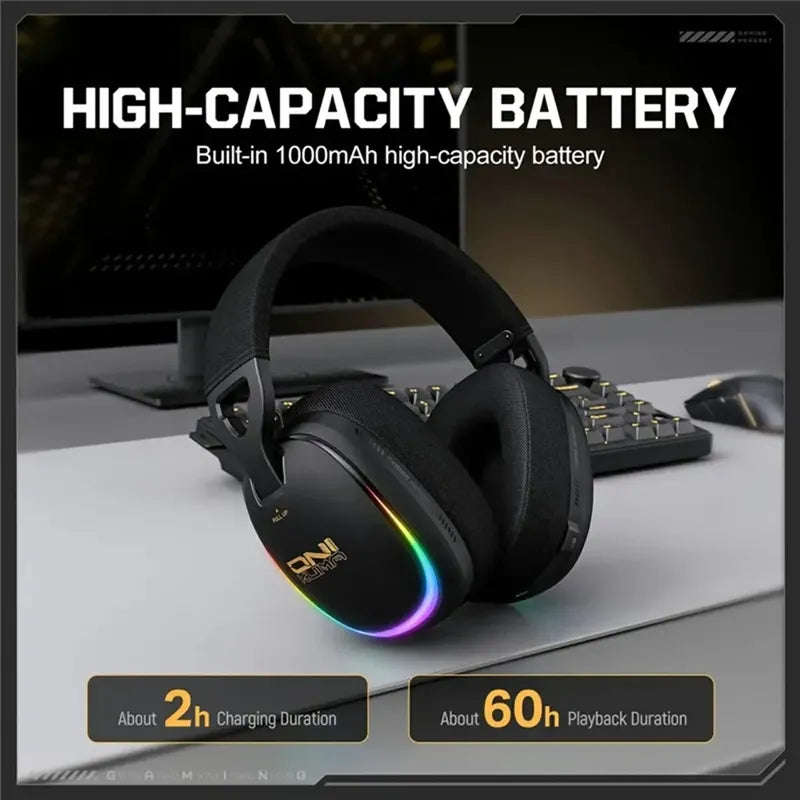 Auriculares Gaming Gt805 Inalámbricos ,4 Modos 2 En 1 Dongle Negro