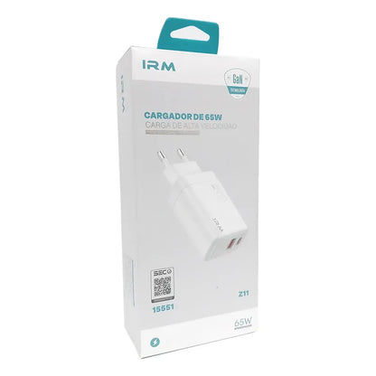 Cargador Gan 65w Compacto Doble Puerto Tipoc Usb A Blanco