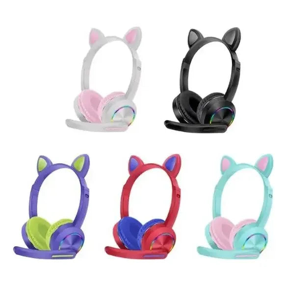 Audífonos Cat Ear Con Micrófono Y Luz Led Akz-020