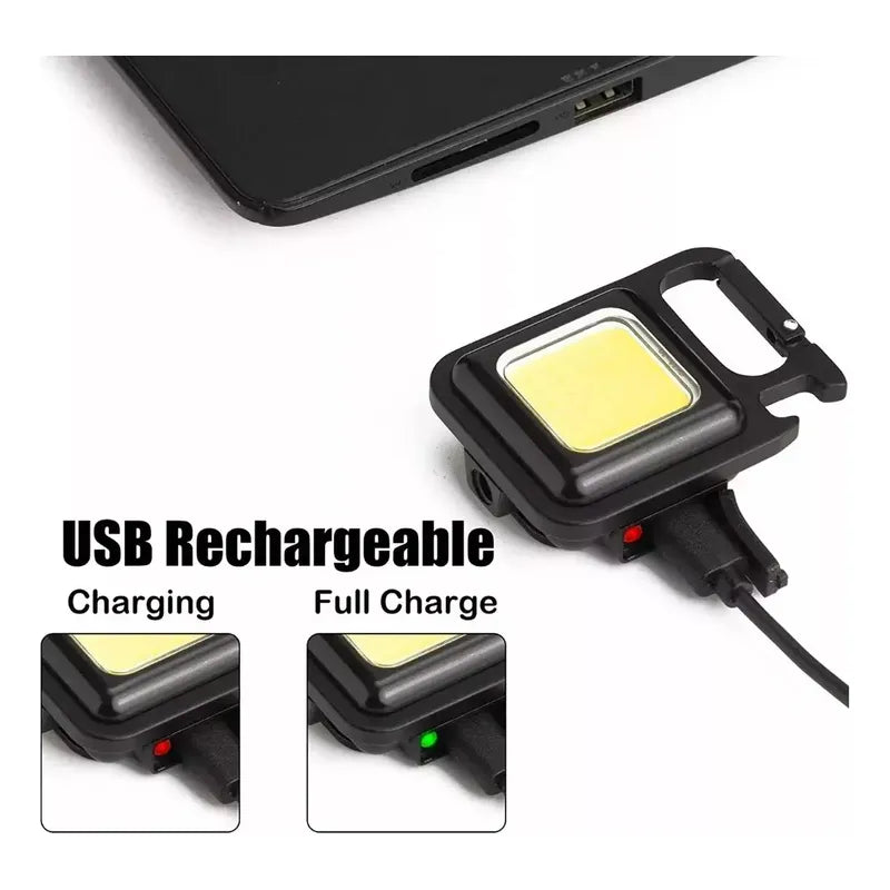Linterna Led Recargable Usb Potente Iman Llavero Destapador Fría