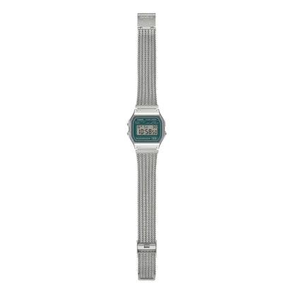 Reloj Casio A-158wem Unisex Digital Plateado Acero Verde