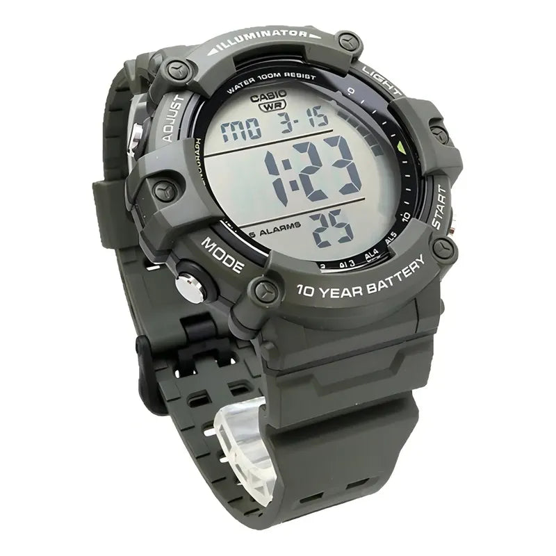 Reloj Casio Digital Ae2000 Hombre *watchsalas* Full Color Del Fondo Negro Ae-1500whx-3a Verde Oscuro