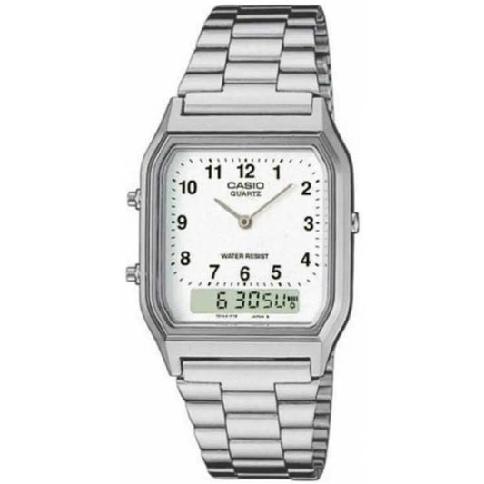 Reloj Vintage Unisex Casio Aq-230a-7bmq, Correa De Color Plateado Plata