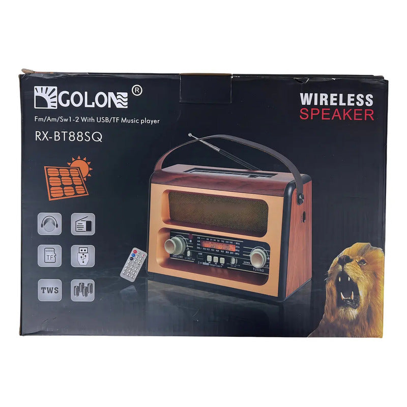Radio Vintage Portátil Solar Y Bluetooth Con Control Remoto Para Am/fm Marrón Claro