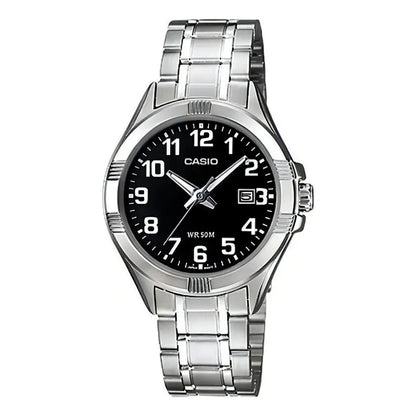 Reloj Mujer Casio Ltp-1308d 1b Sumergible 50m Plateado Negro