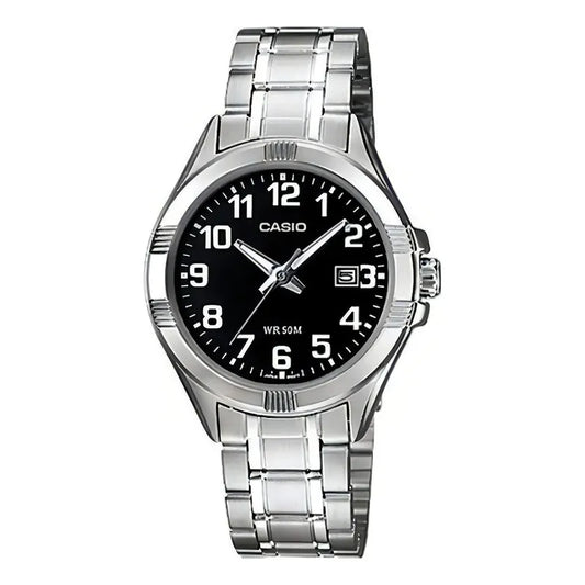 Reloj Mujer Casio Ltp-1308d 1b Sumergible 50m Plateado Negro
