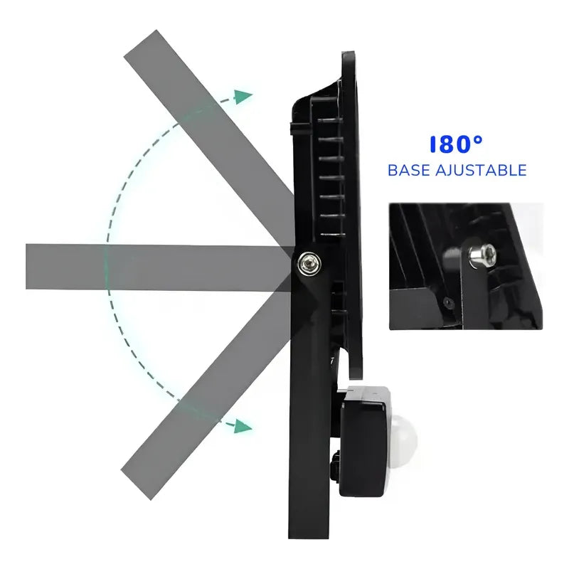 Foco Led 30w Con Sensor De Movimiento Exterior Luminaria Led Negro 6000k